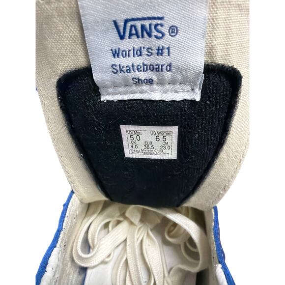 Vans Sk8 Hi Blue Black Leather High Top Skate Streetwear Sneakers 5 Men - Picture 4 of 5